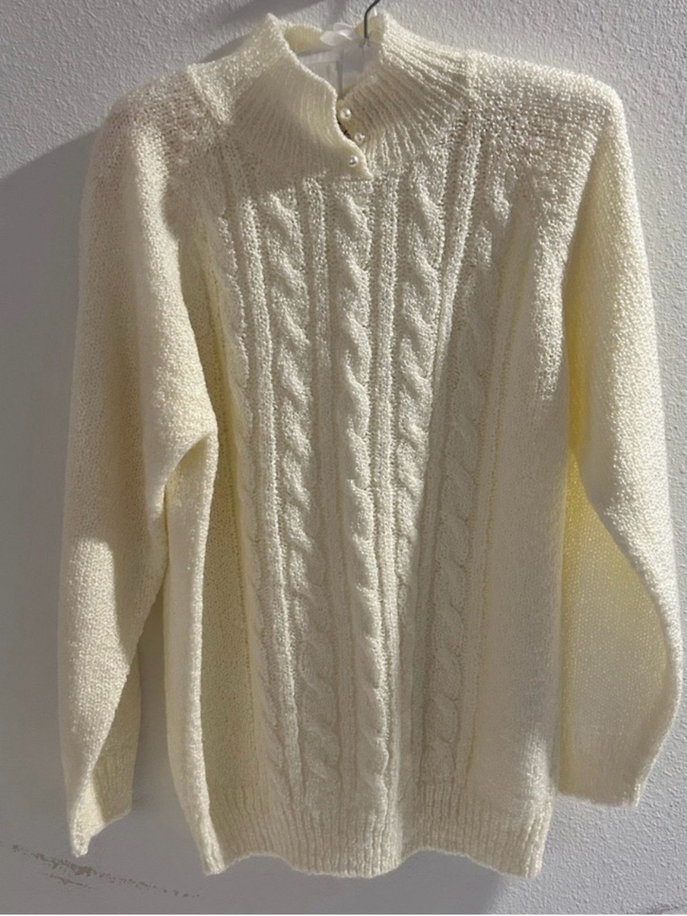 Cream Cable Knit Mock Neck Sweater